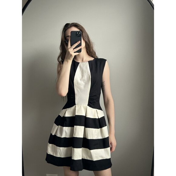 Eva Franco Black & White Tank Dress Size 6 – Retro Contrast Fit & Flare Holiday - Picture 5 of 6